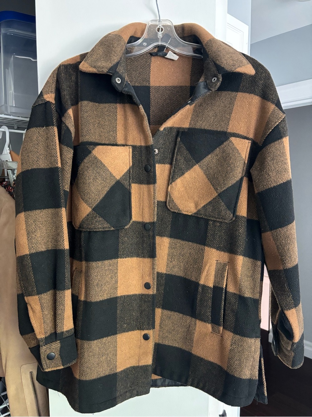 H&M Black and Brown Plaid Shacket